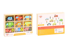 Load image into Gallery viewer, Tooky Toy - City Vehicles & Wooden Street Sign Set