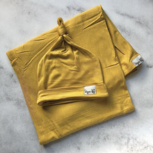 Load image into Gallery viewer, Swaddle & Beanie Set - Mustard - Tiger Lily
