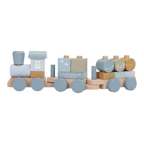 Wooden Stacking Train - Ocean Blue- Little Dutch