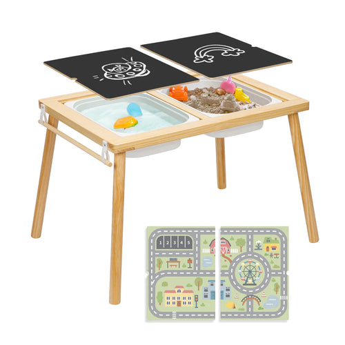 Wooden Multi-Activity Table with Sensory Bins - TookyToy