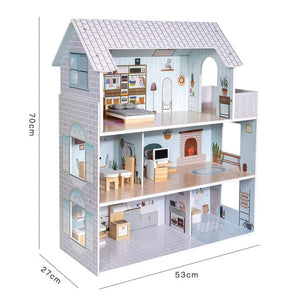 Wooden Dollhouse With Furniture