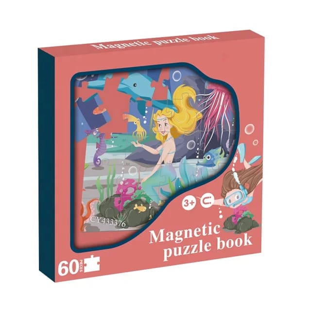 Foldable Mermaid Magnetic Puzzle Book - 60 pieces