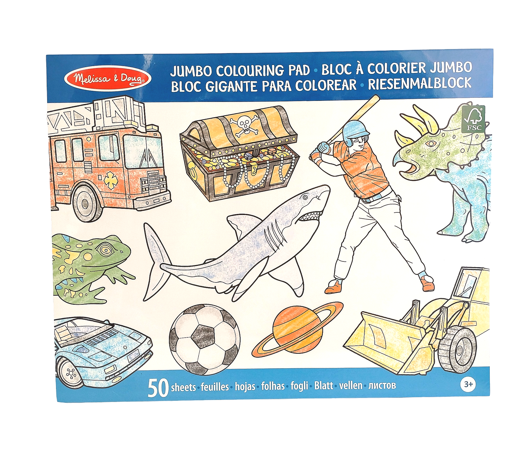  Melissa & Doug Jumbo 50-Page Kids' Coloring Pad - Space,  Sharks, Sports, and More : Melissa & Doug