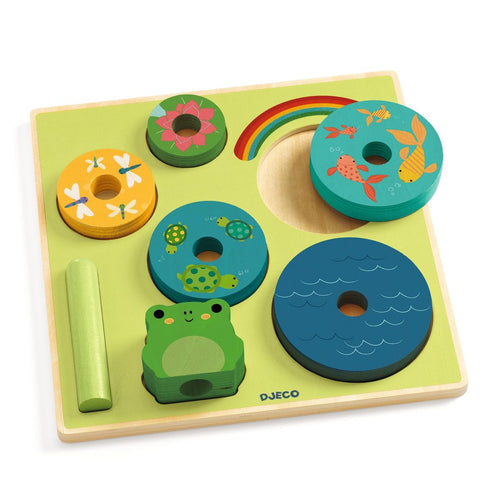 Puzz and Stack Rainbow - Djeco Wooden Stacker