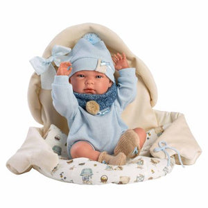 Llorens- Newborn Baby Boy Doll With Deluxe Sleeping Bag, Clothing & Accessories- Nico