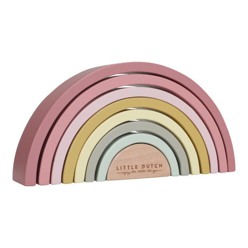 Wooden Rainbow Stacker - Pink - Little Dutch