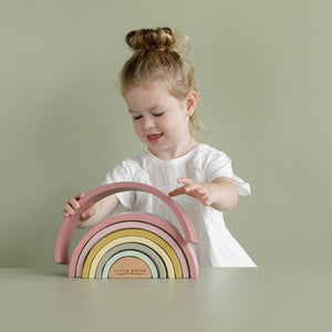 Wooden Rainbow Stacker - Pink - Little Dutch