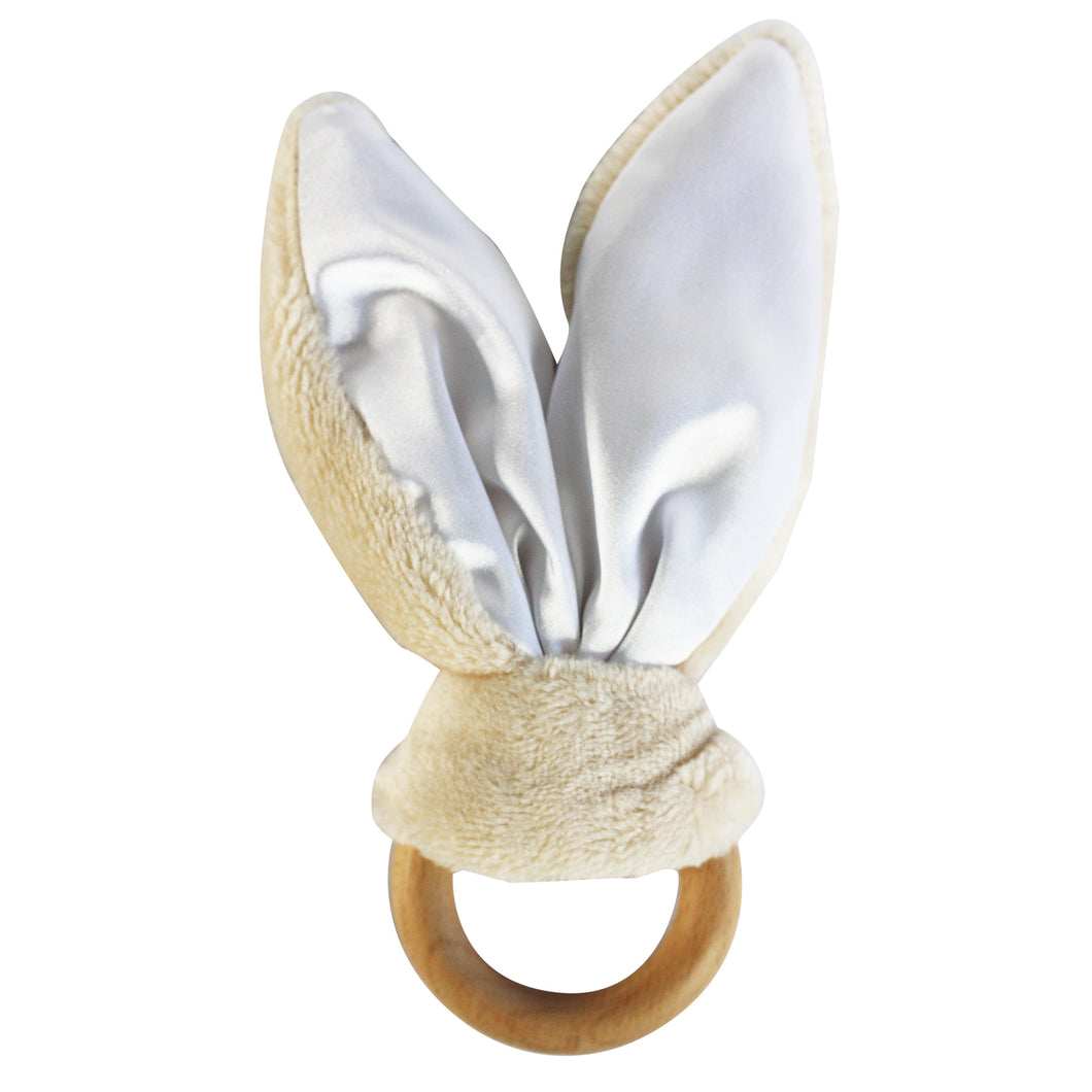 Sensory Bunny Ears Teether - Stone & White - Tiger Lily