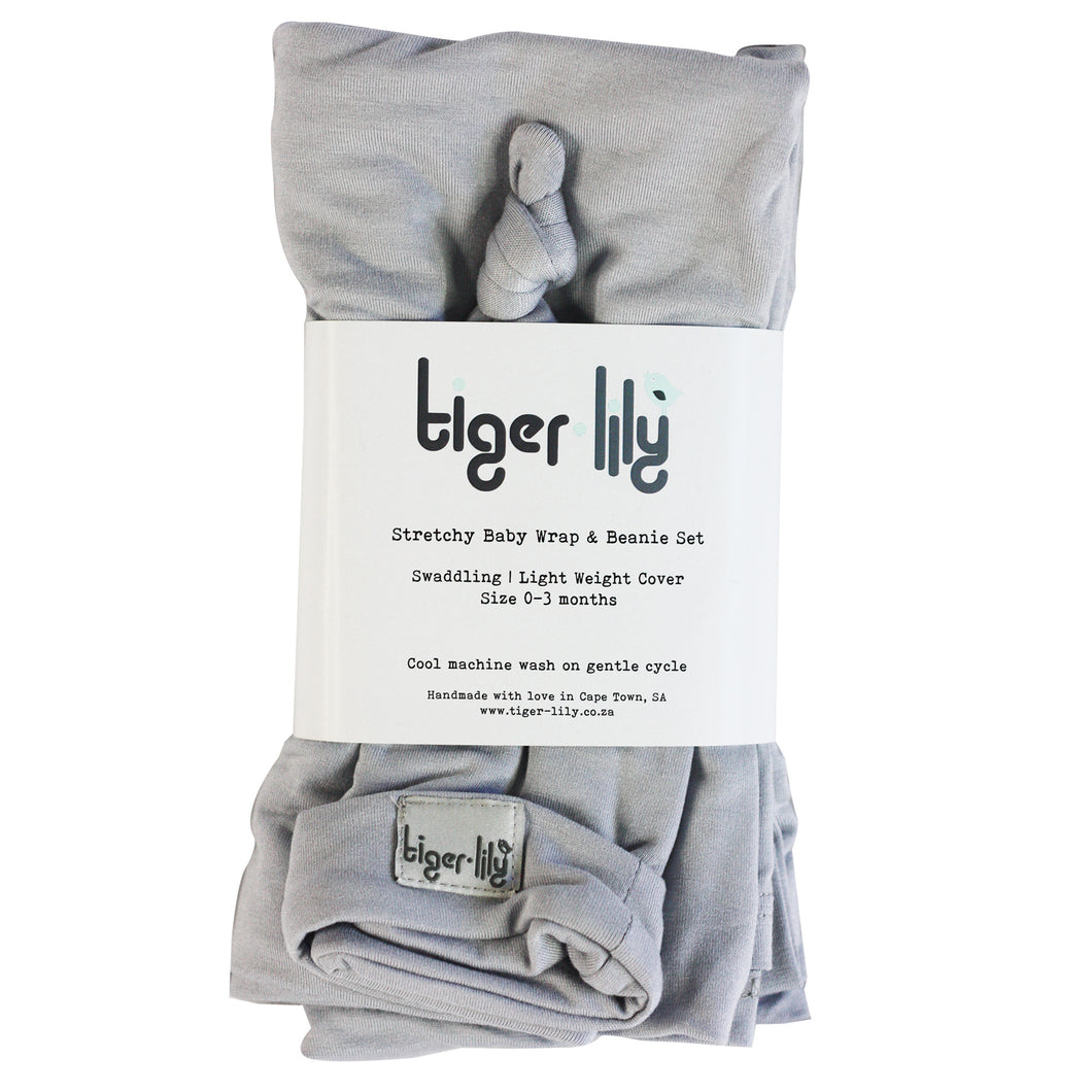 Swaddle & Beanie Set - Grey - Tiger Lily