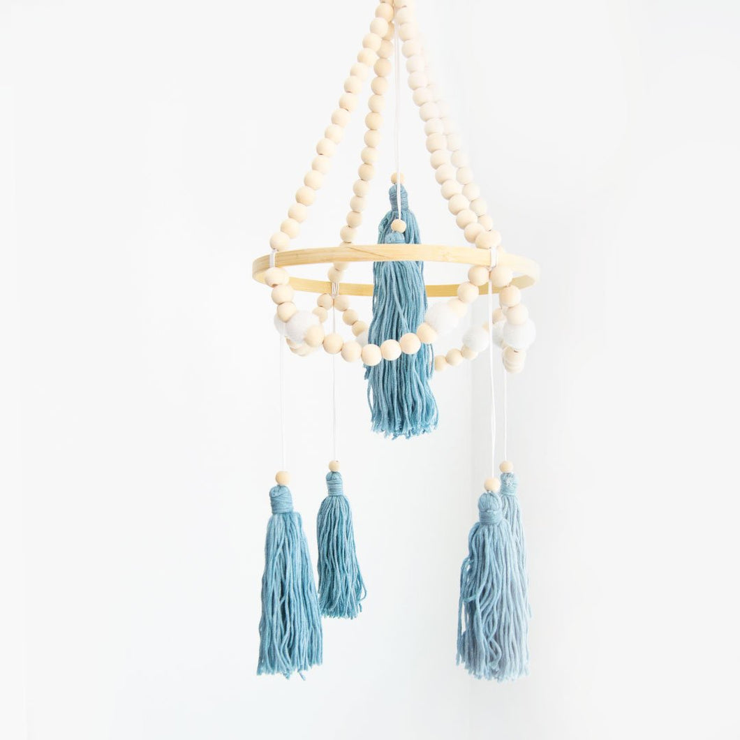 Small Tassel Mobile - Duck Egg - Tiger Lily